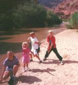 Pusey Kids at Virgin River on the way to 				California