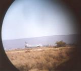 Excellent telephoto shot of shuttle landing (hand camera through hand binoculars!)