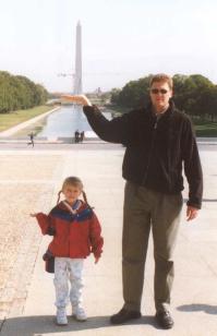 The Cud helping Dad hold up the Washington Monument