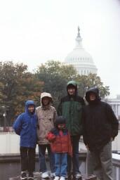 Puseys in Gortex outside Library of Congress with Capitol in background