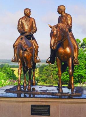 Newly erected statue of Joseph Smith and his brother Hyrum Smith, Nauvoo