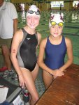 Arianne (on right) at State swim meet