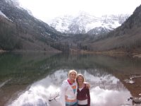 Lizzie and her cousin, Brittan Weber, at Maroon Lake, Maroon Bells Scenic Area outside Aspen, Colorado